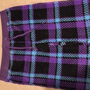 VENUS Vibrant Purple and Blue Checkered Plush Pants